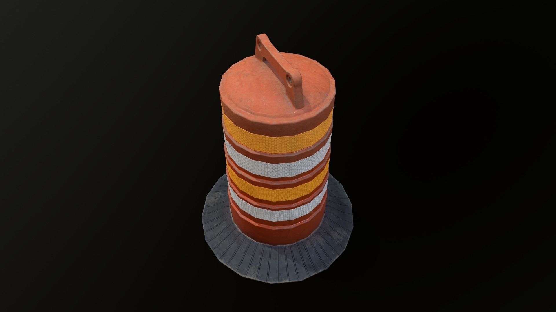Low poly Traffic Barrel 01 PBR Game-ready Low-poly 3D model_2