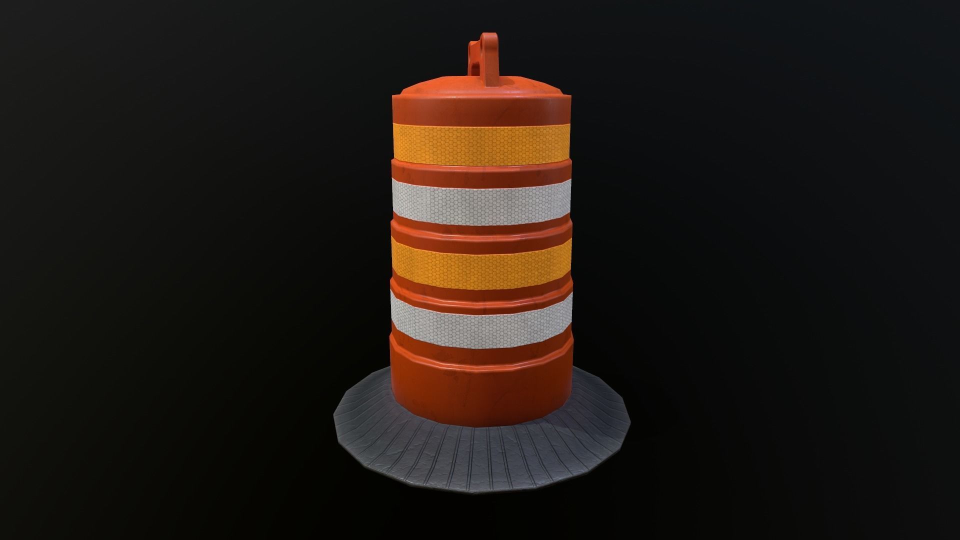 Low poly Traffic Barrel 01 PBR Game-ready Low-poly 3D model_16