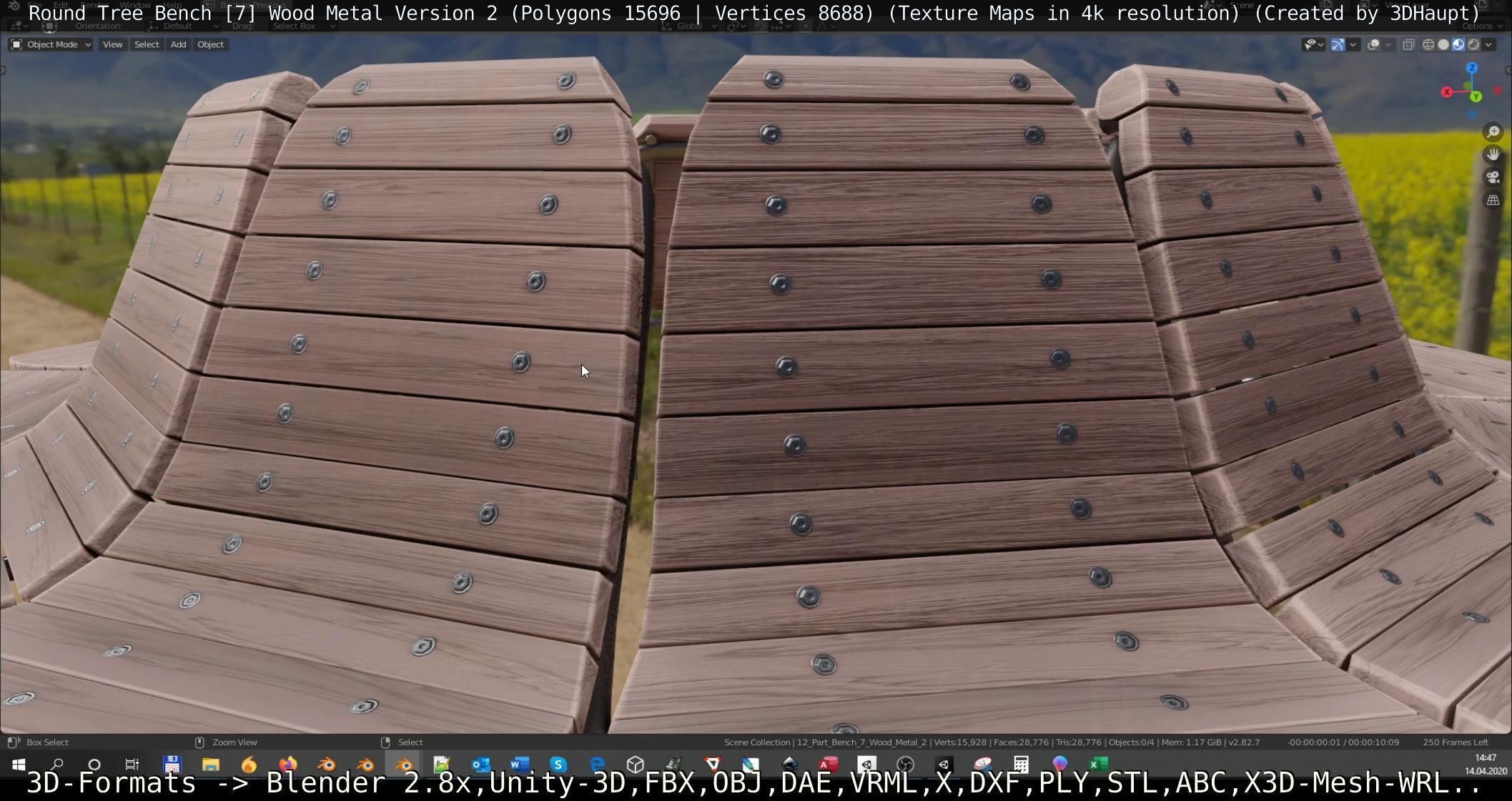 Round Tree Bench 7 3D Model Collection_25