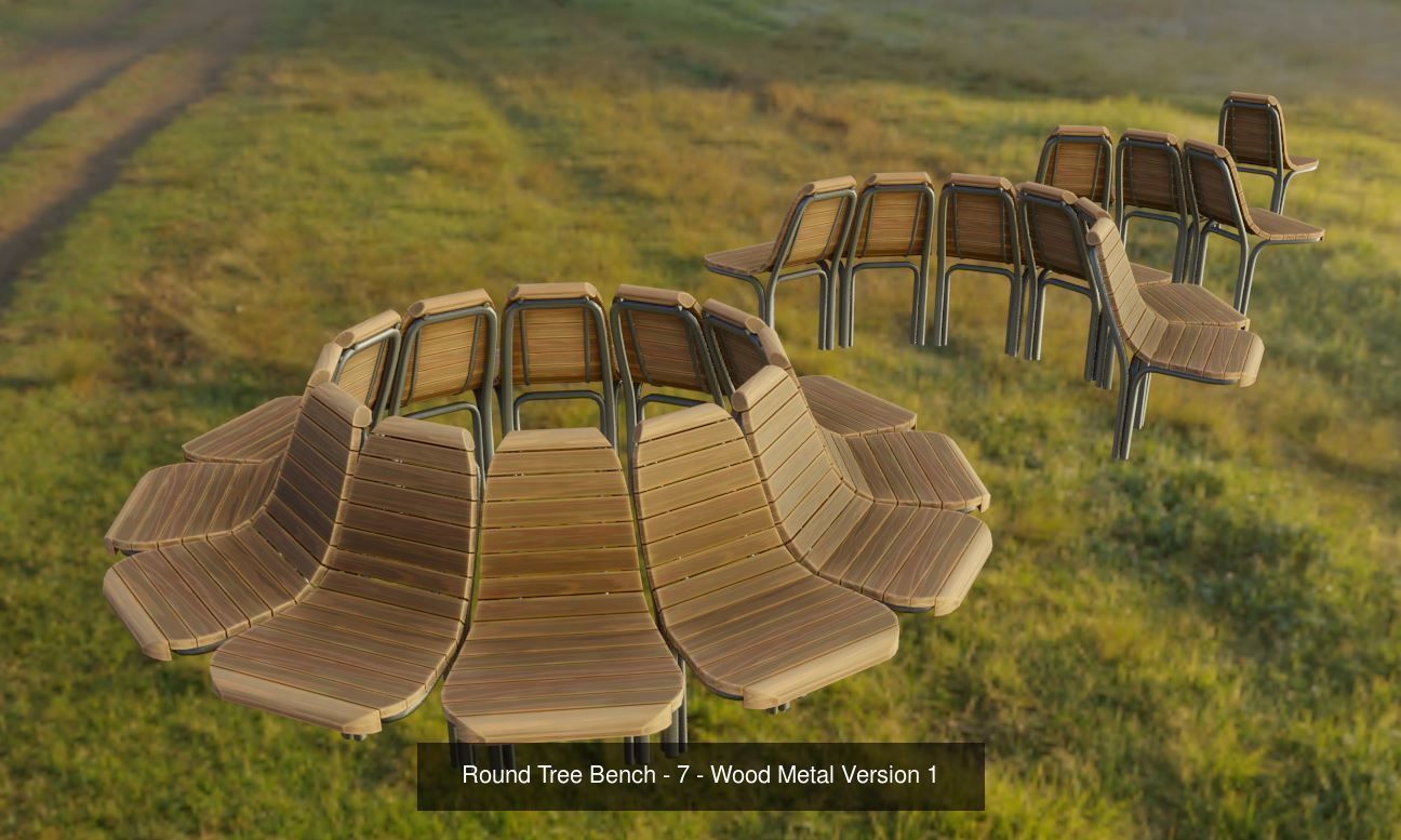 Round Tree Bench 7 3D Model Collection_7