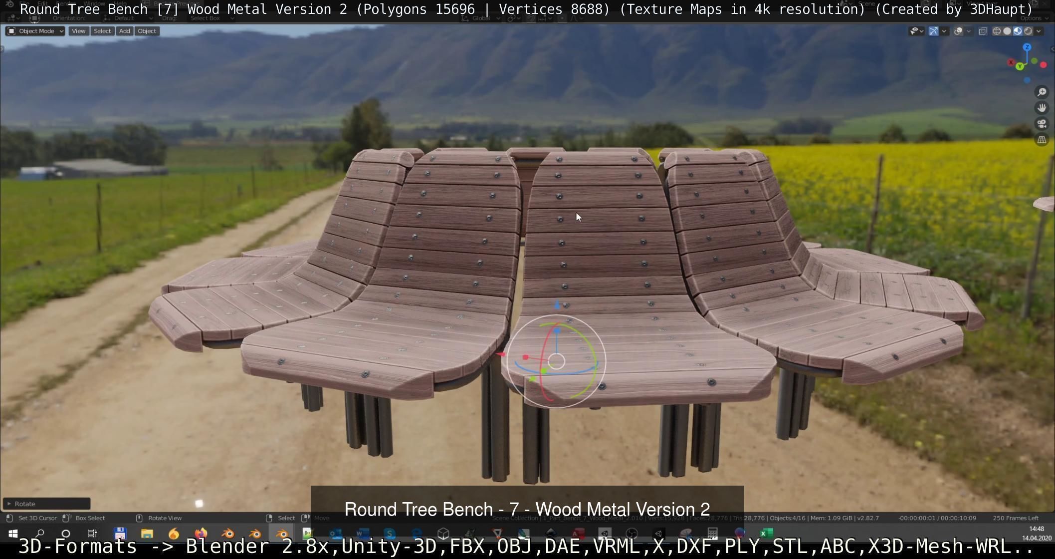 Round Tree Bench 7 3D Model Collection_9