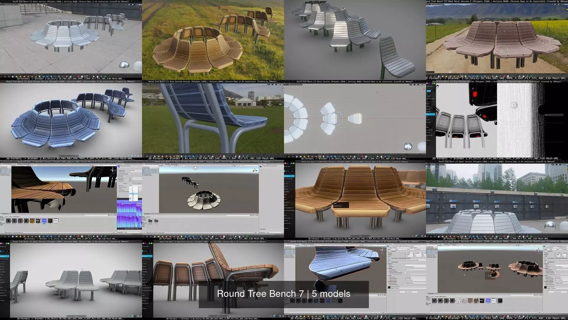 Round Tree Bench 7 3D Model Collection_0