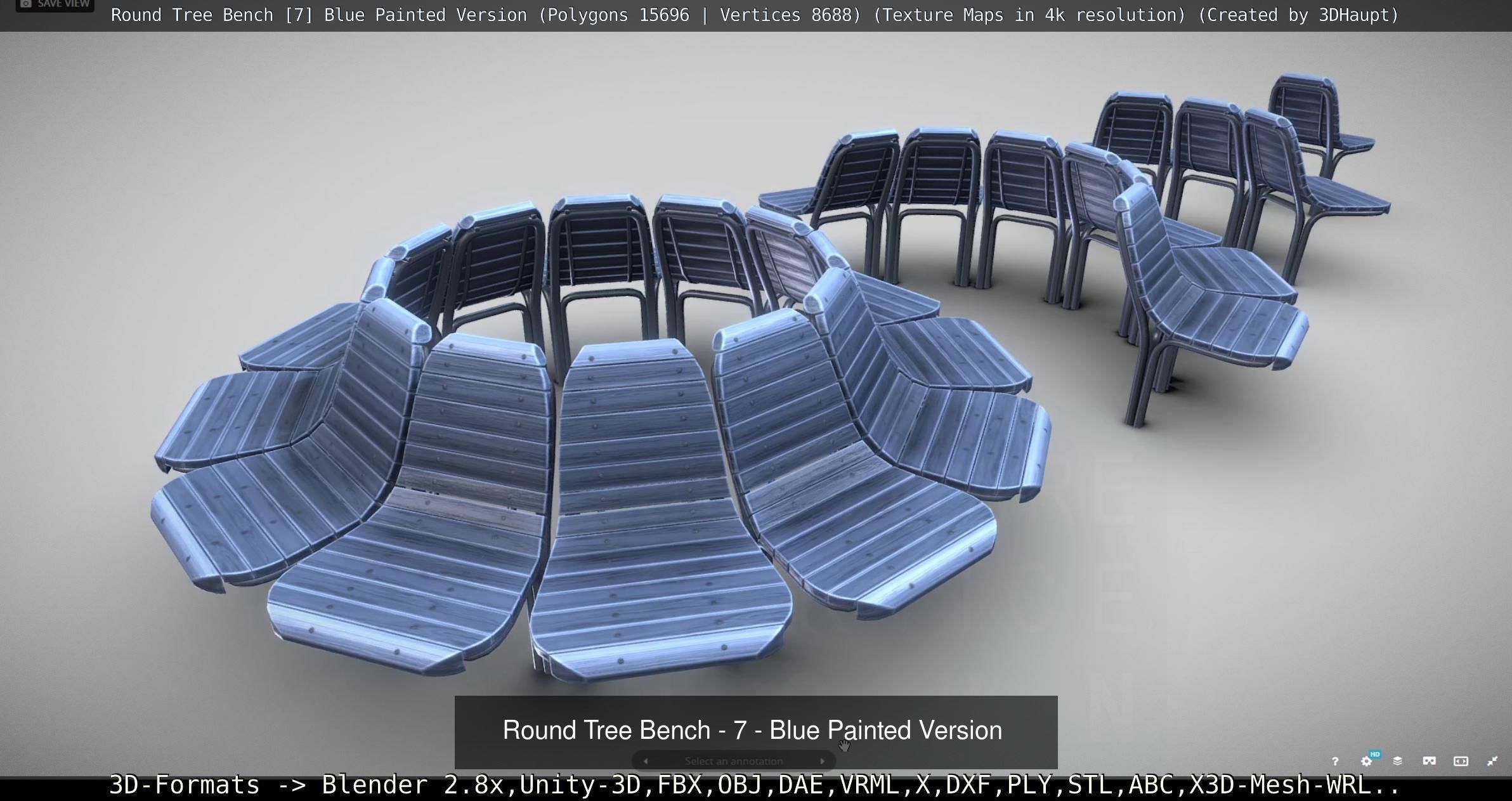 Round Tree Bench 7 3D Model Collection_10