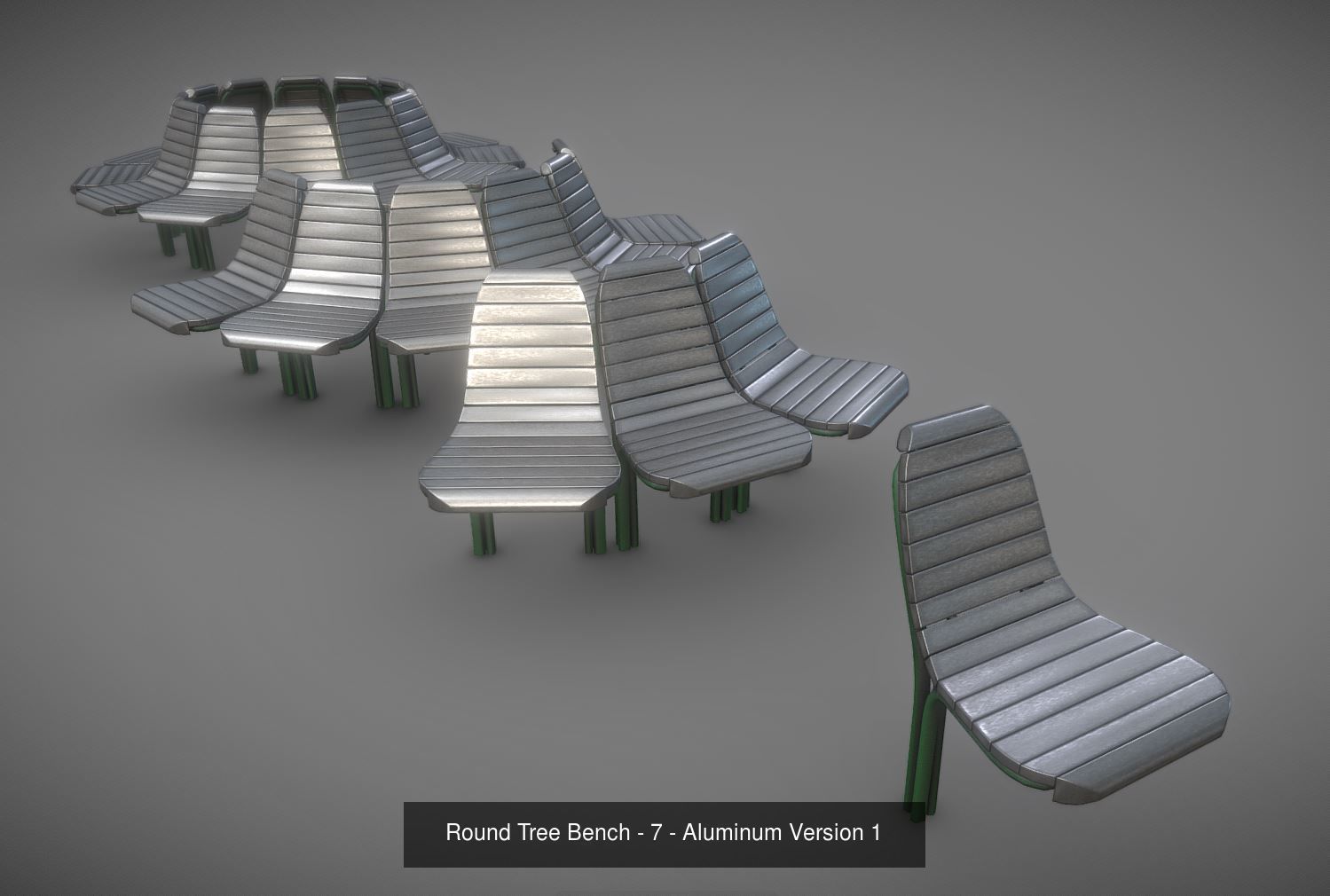 Round Tree Bench 7 3D Model Collection_8