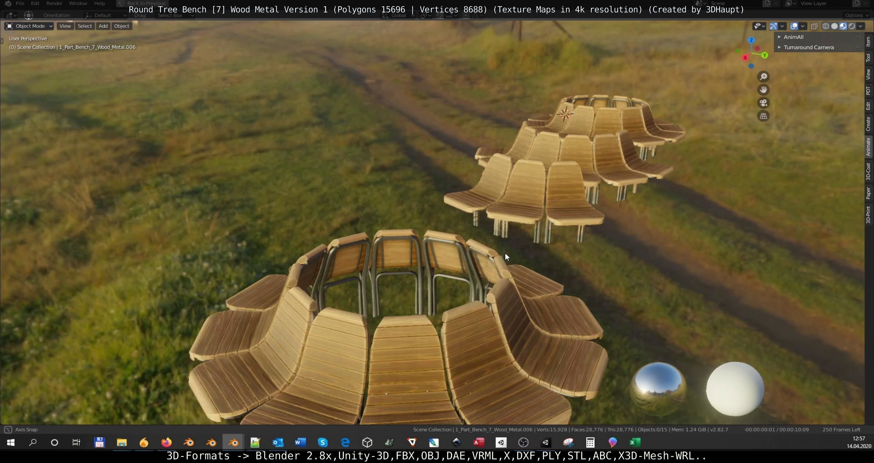 Round Tree Bench 7 3D Model Collection_17