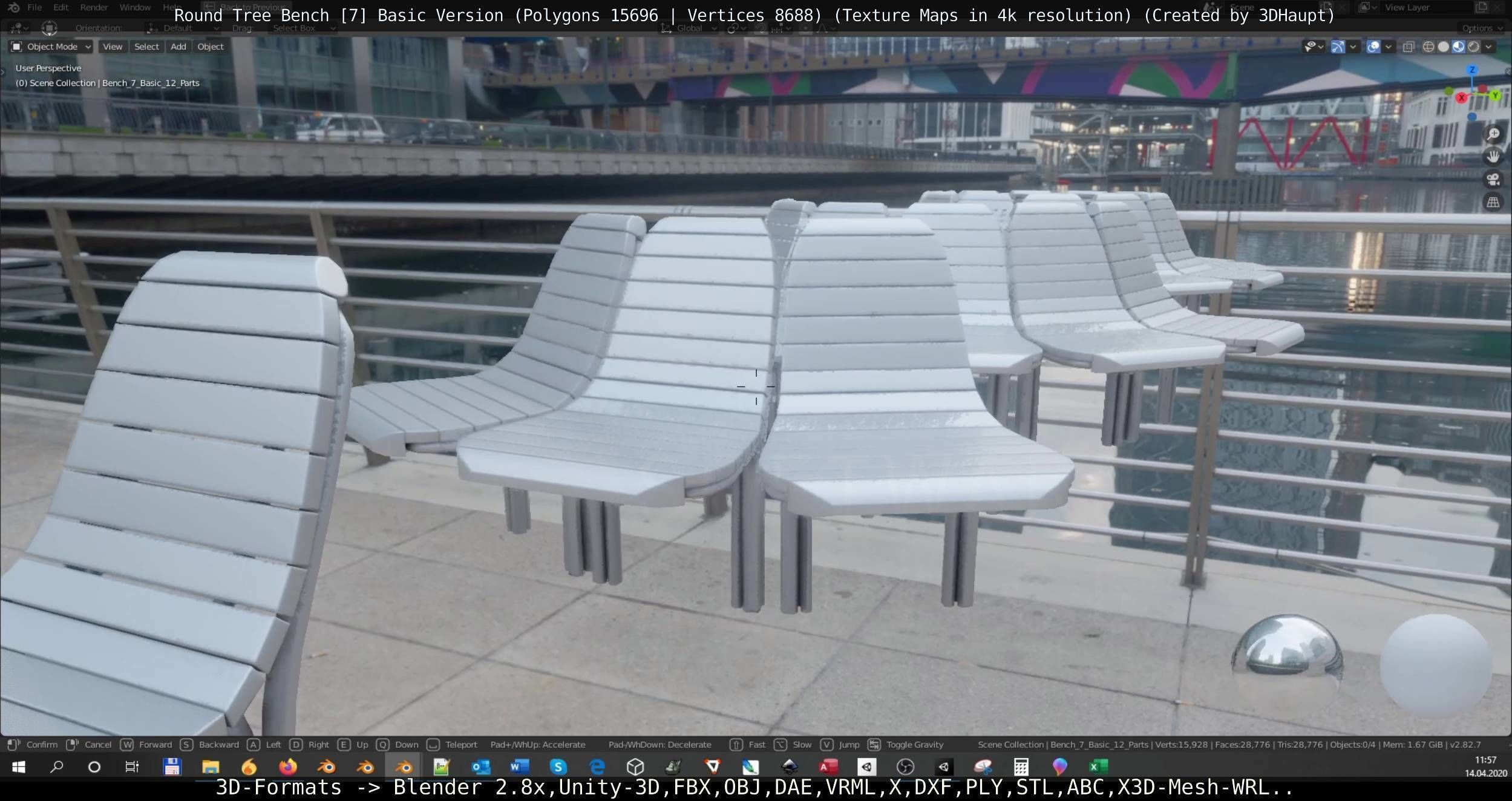 Round Tree Bench 7 3D Model Collection_12