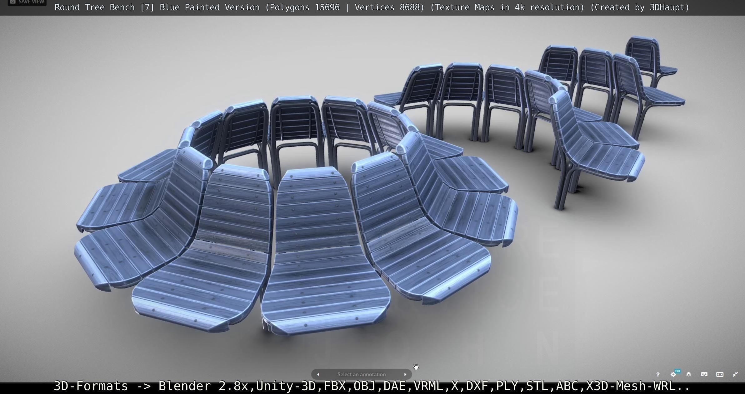 Round Tree Bench 7 3D Model Collection_14