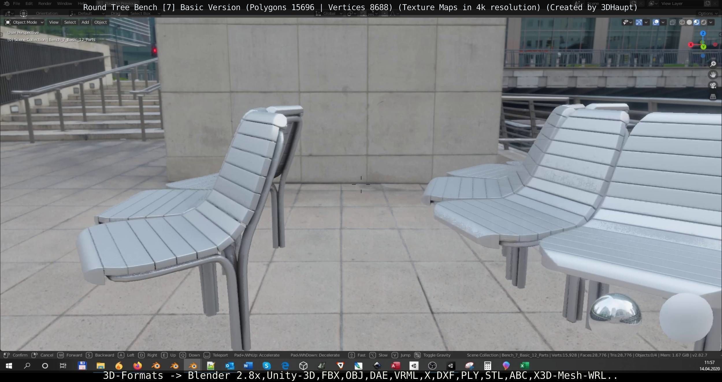 Round Tree Bench 7 3D Model Collection_11