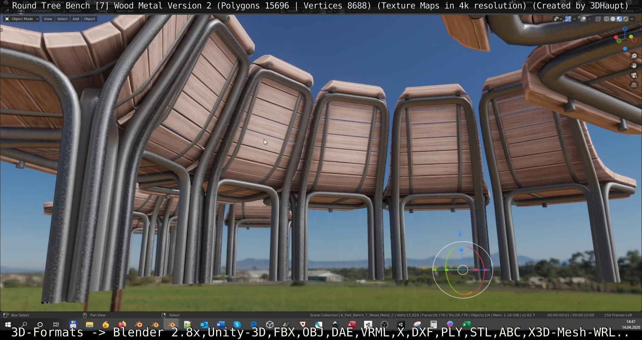 Round Tree Bench 7 3D Model Collection_30