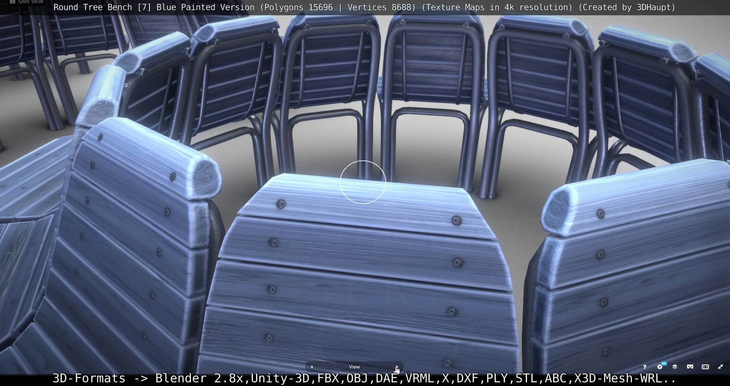 Round Tree Bench 7 3D Model Collection_15