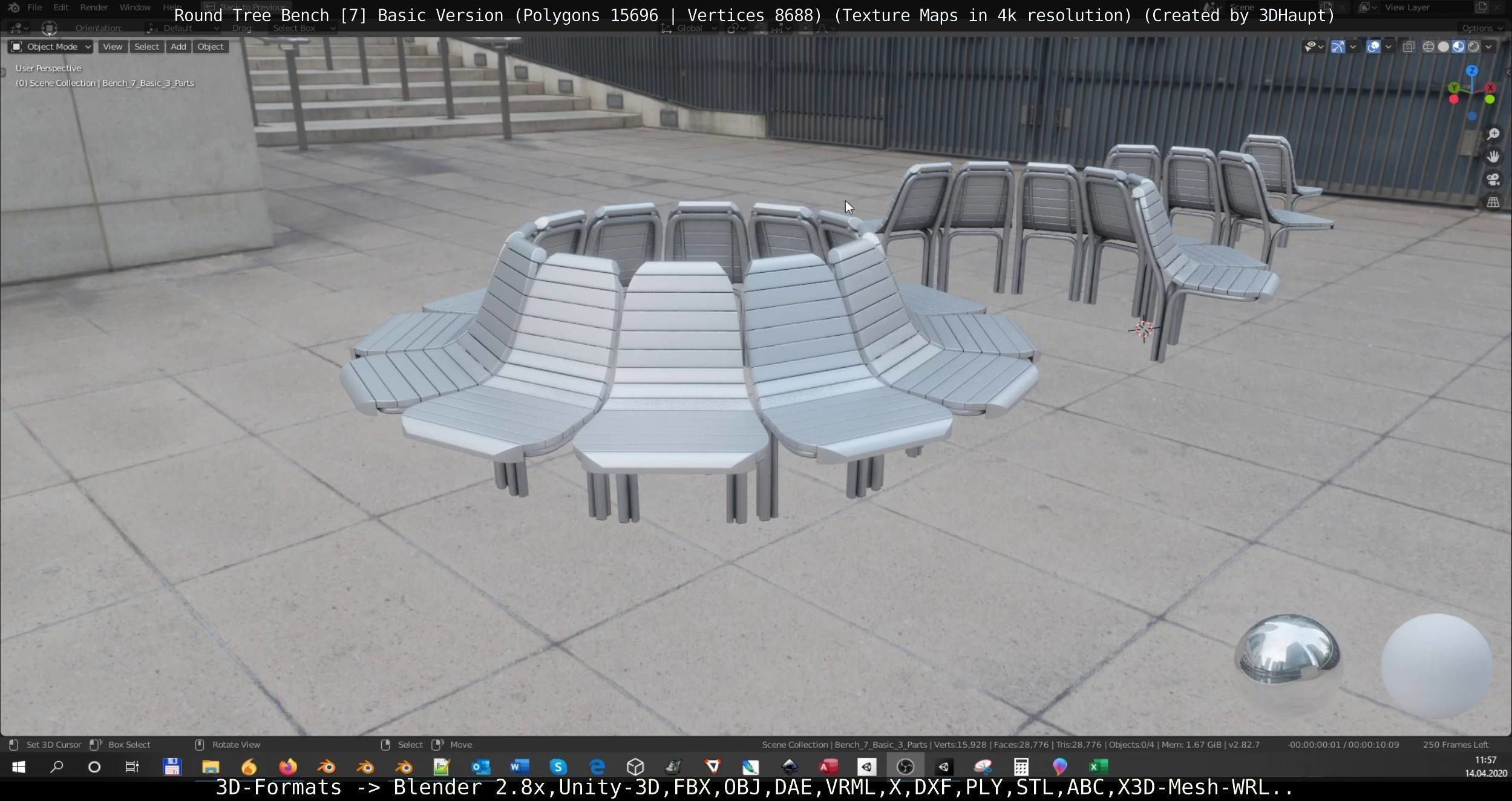 Round Tree Bench 7 3D Model Collection_13