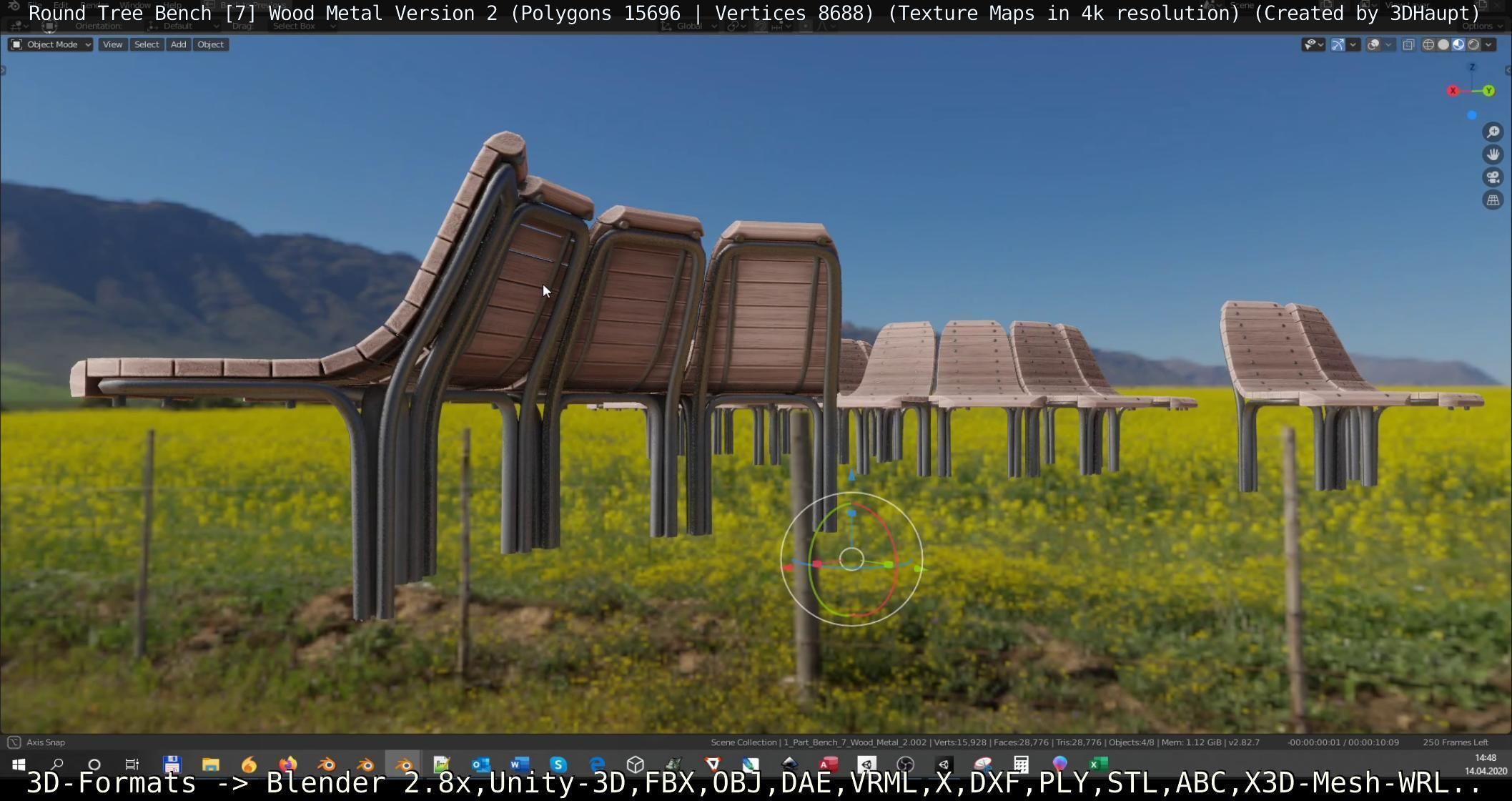 Round Tree Bench 7 3D Model Collection_29