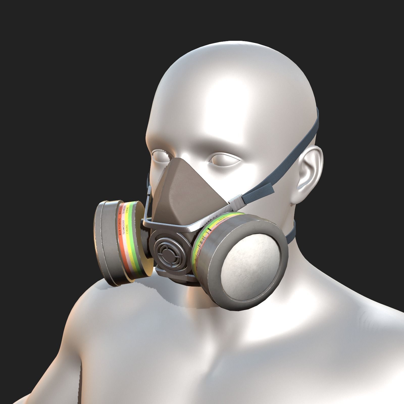 Gas mask helmet 3d safety isolated fantasy human  Low-poly 3D model_4