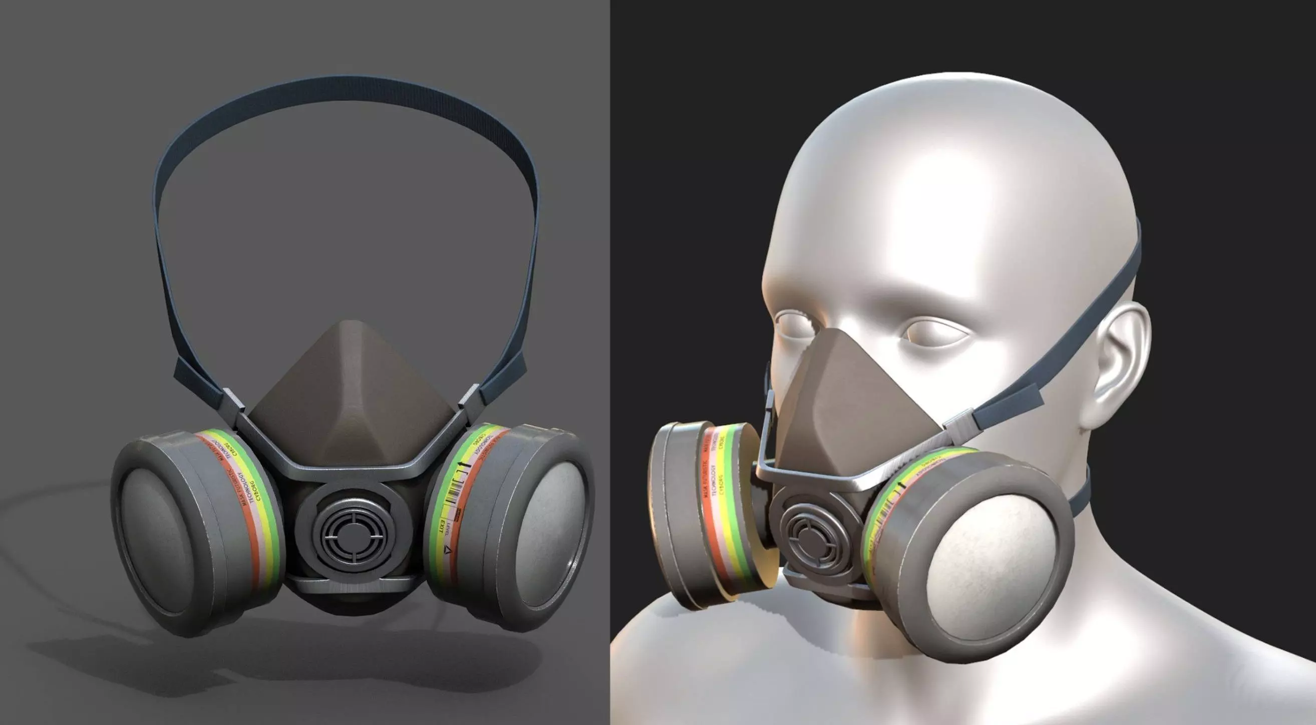 Gas mask helmet 3d safety isolated fantasy human  Low-poly 3D model_0
