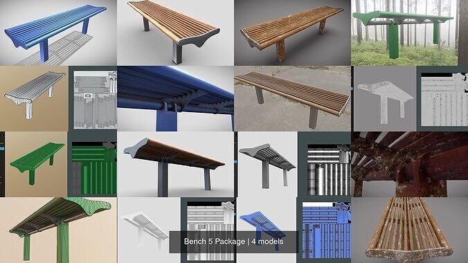 Bench 5 Package 3D Model Collection