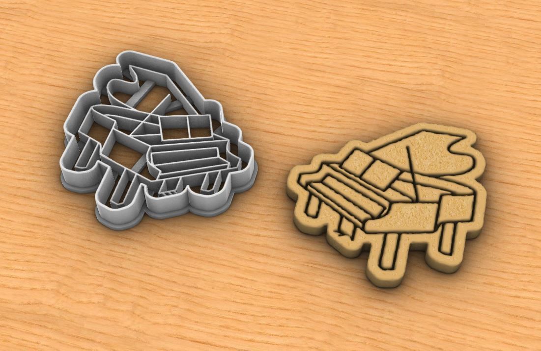Piano cookie cutter v2 3D print model_4