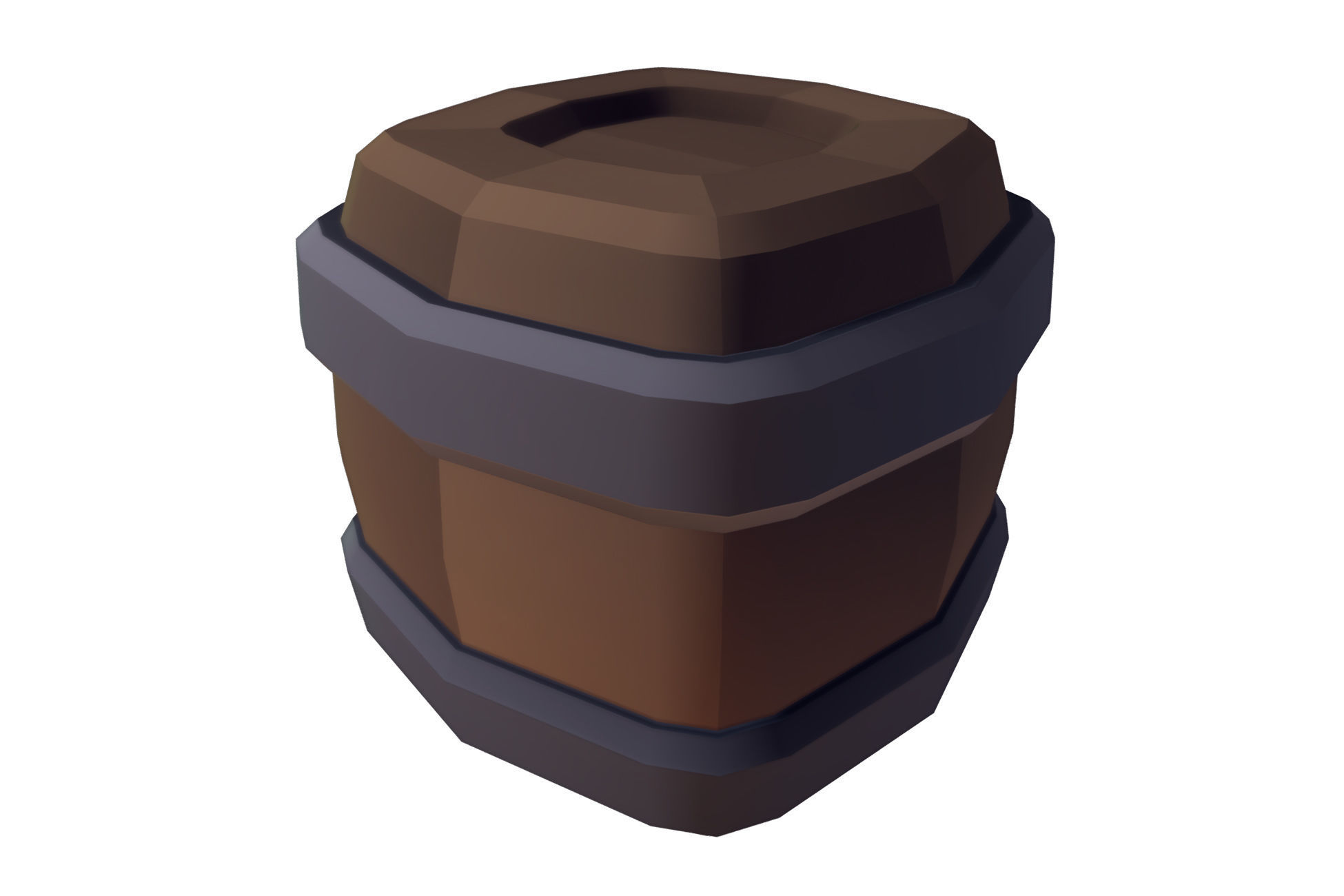 Cube World Wooden Barrels - Proto Series Low-poly 3D model_2
