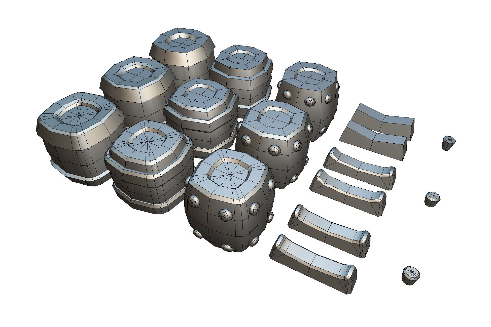 Cube World Wooden Barrels - Proto Series Low-poly 3D model_5