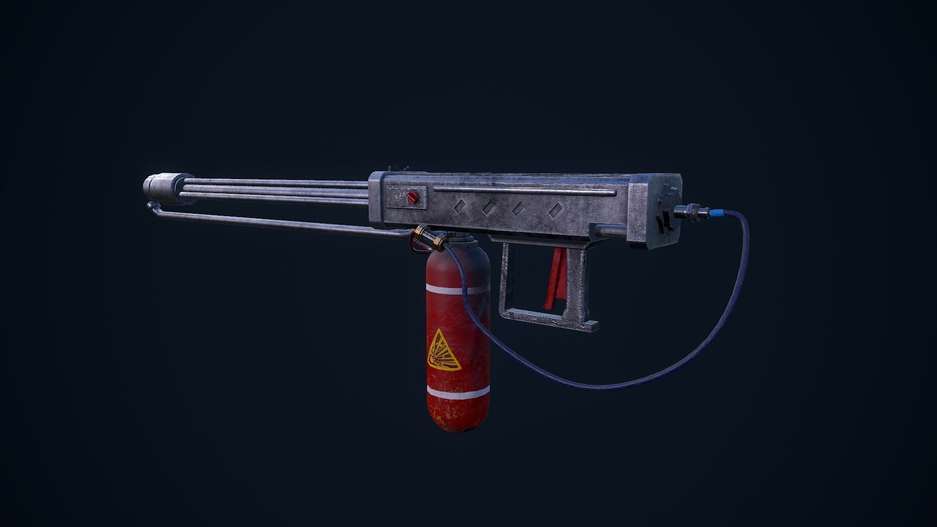 Flamethrower grenade launcher Low-poly 3D model_19