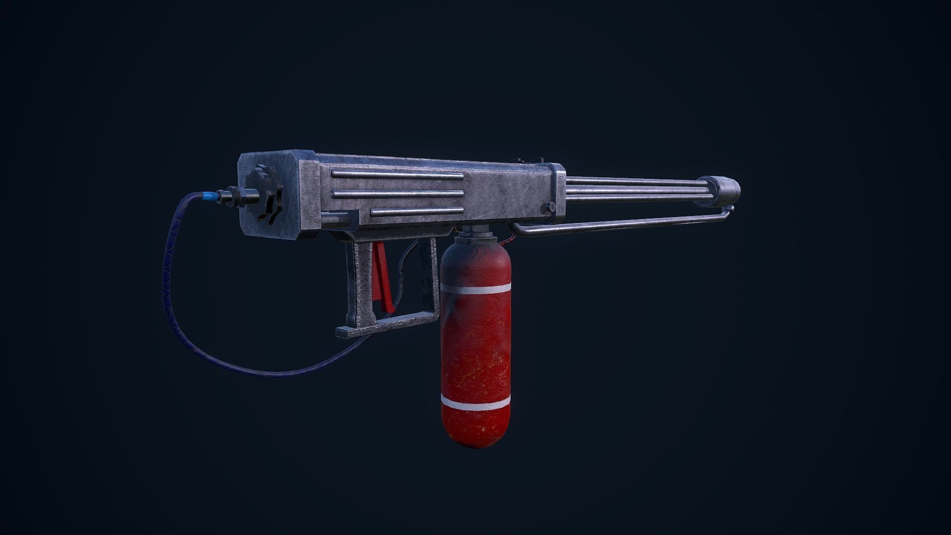 Flamethrower grenade launcher Low-poly 3D model_9