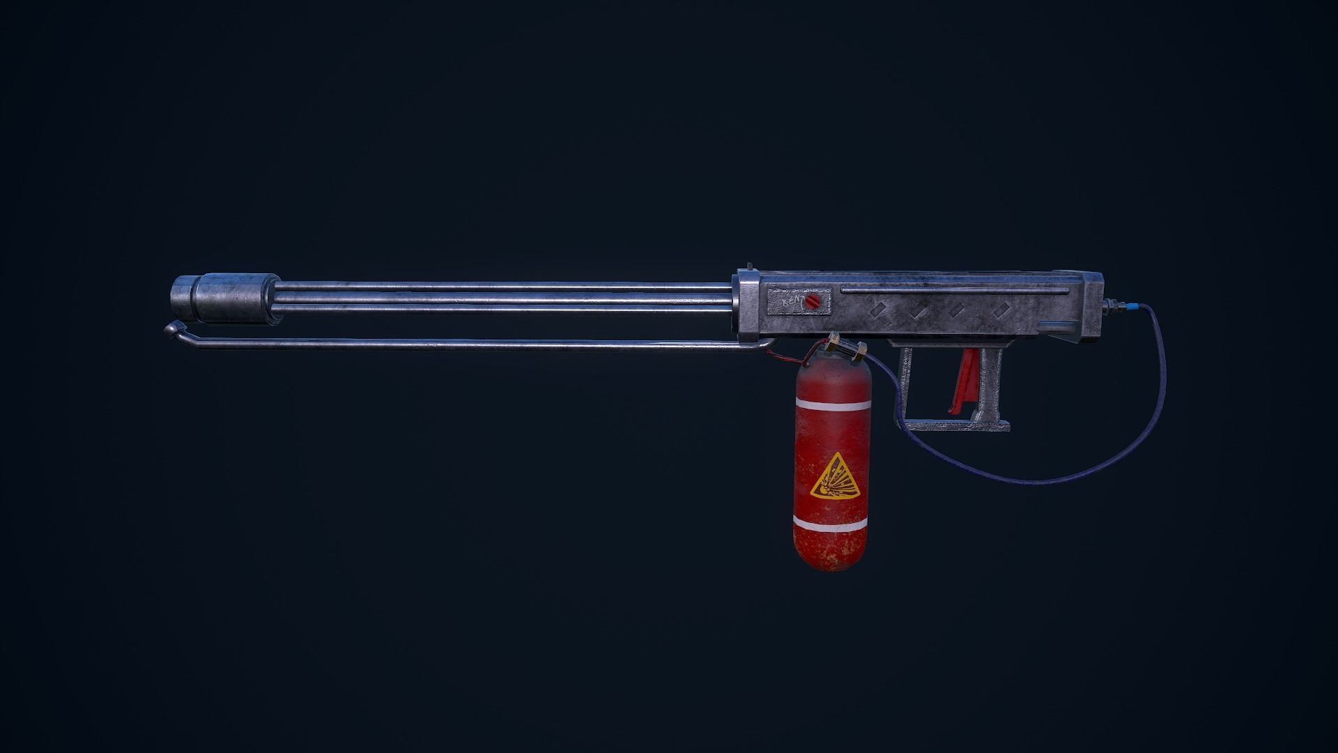 Flamethrower grenade launcher Low-poly 3D model_3