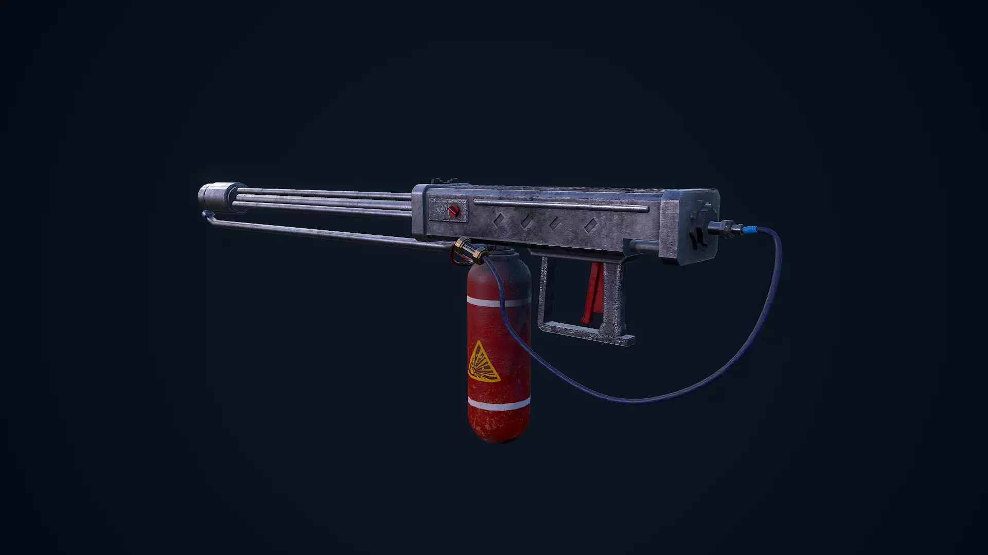 Flamethrower grenade launcher Low-poly 3D model_0