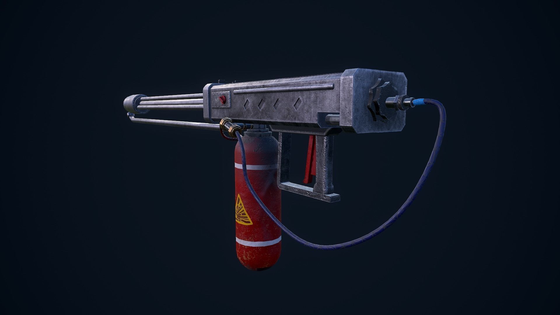 Flamethrower grenade launcher Low-poly 3D model_11