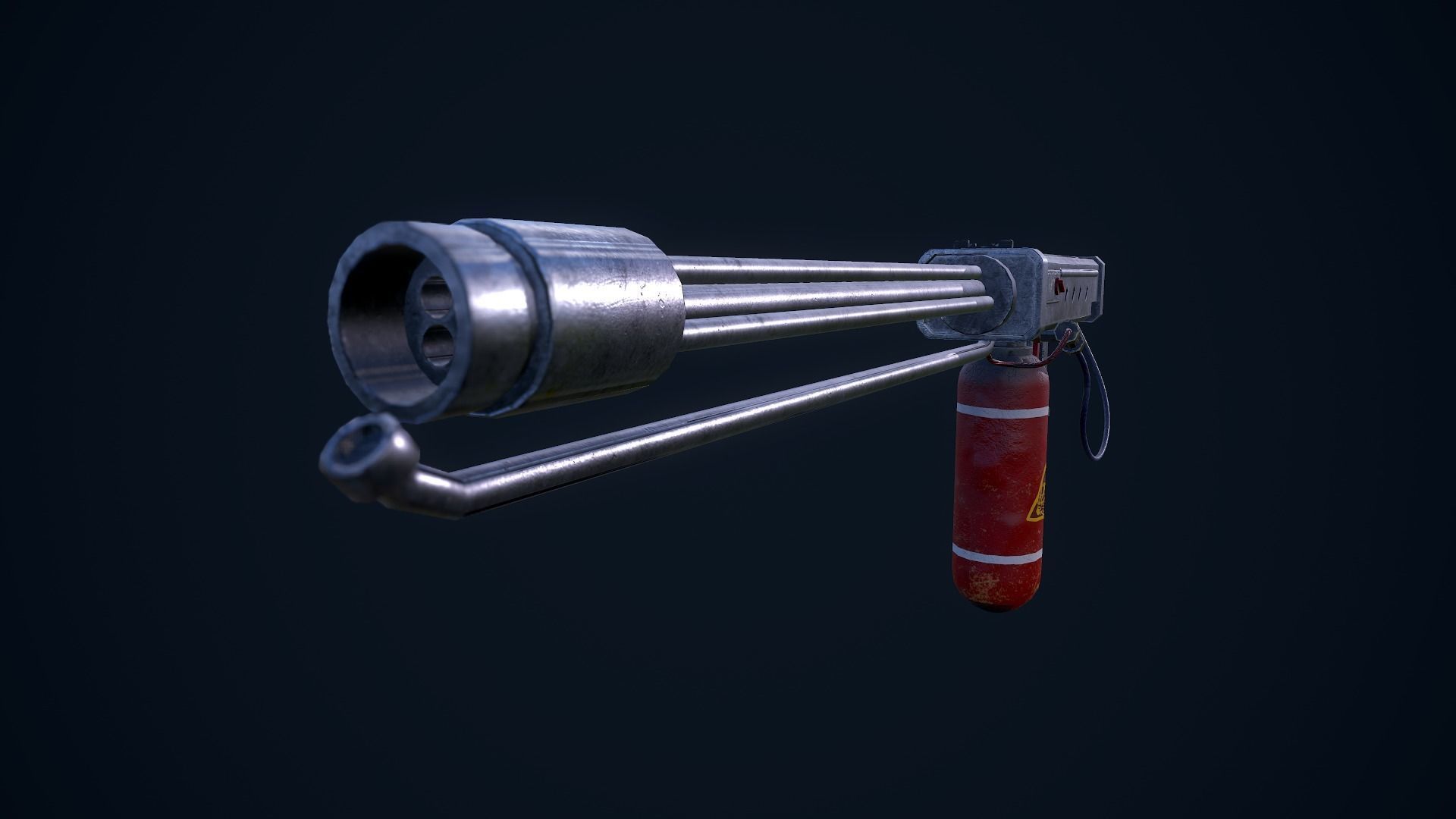 Flamethrower grenade launcher Low-poly 3D model_5