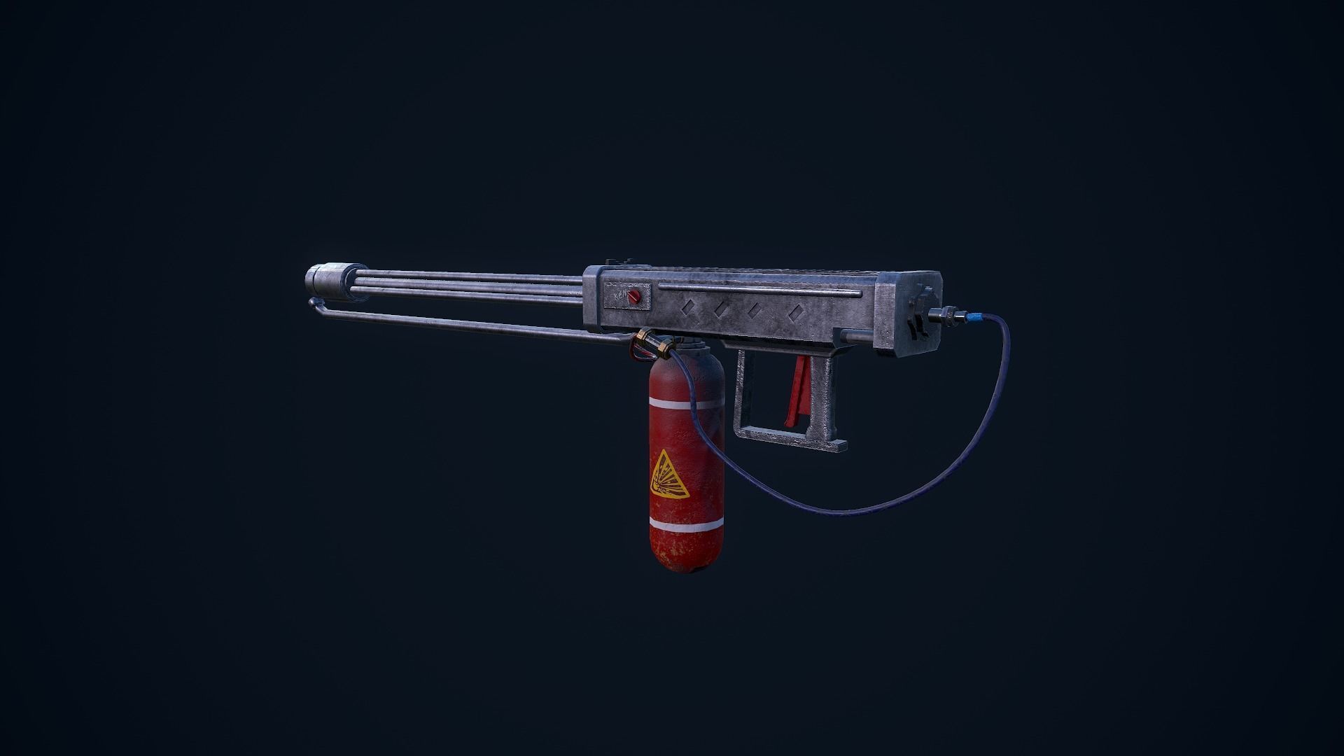 Flamethrower grenade launcher Low-poly 3D model_18