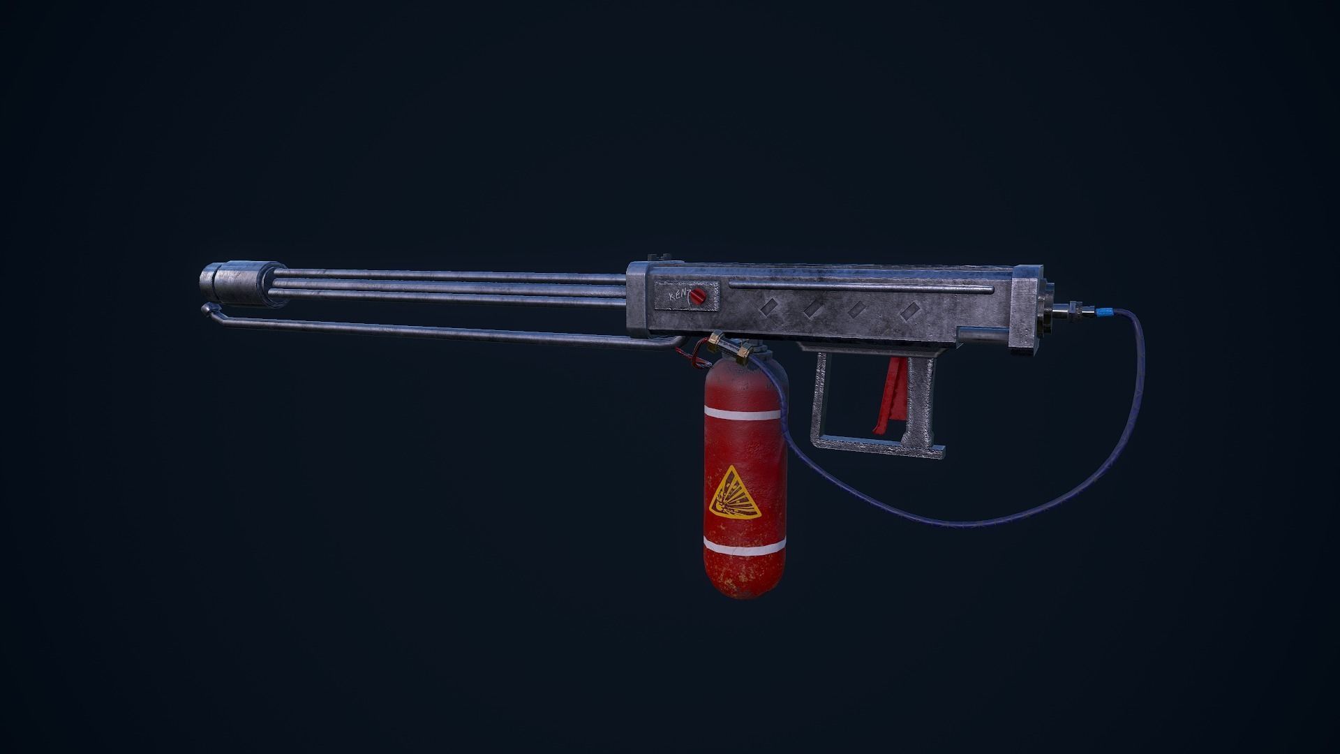 Flamethrower grenade launcher Low-poly 3D model_2