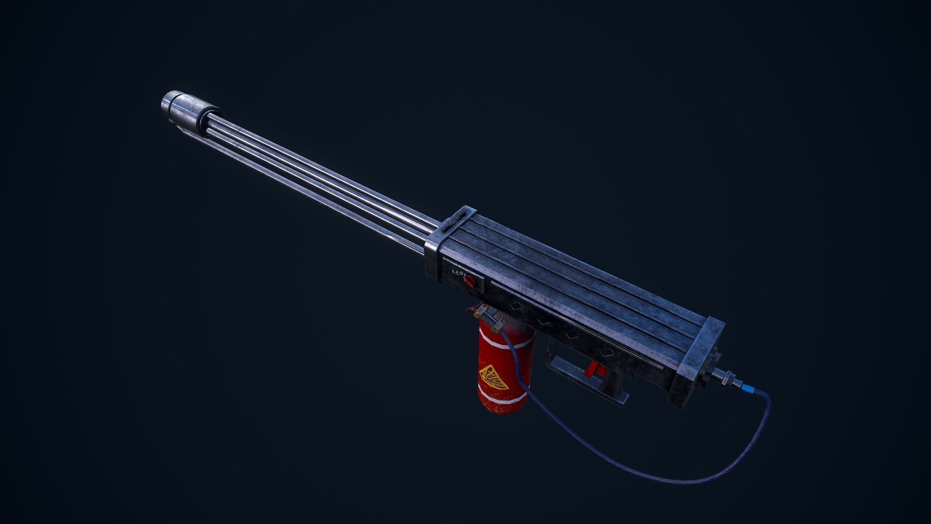 Flamethrower grenade launcher Low-poly 3D model_12