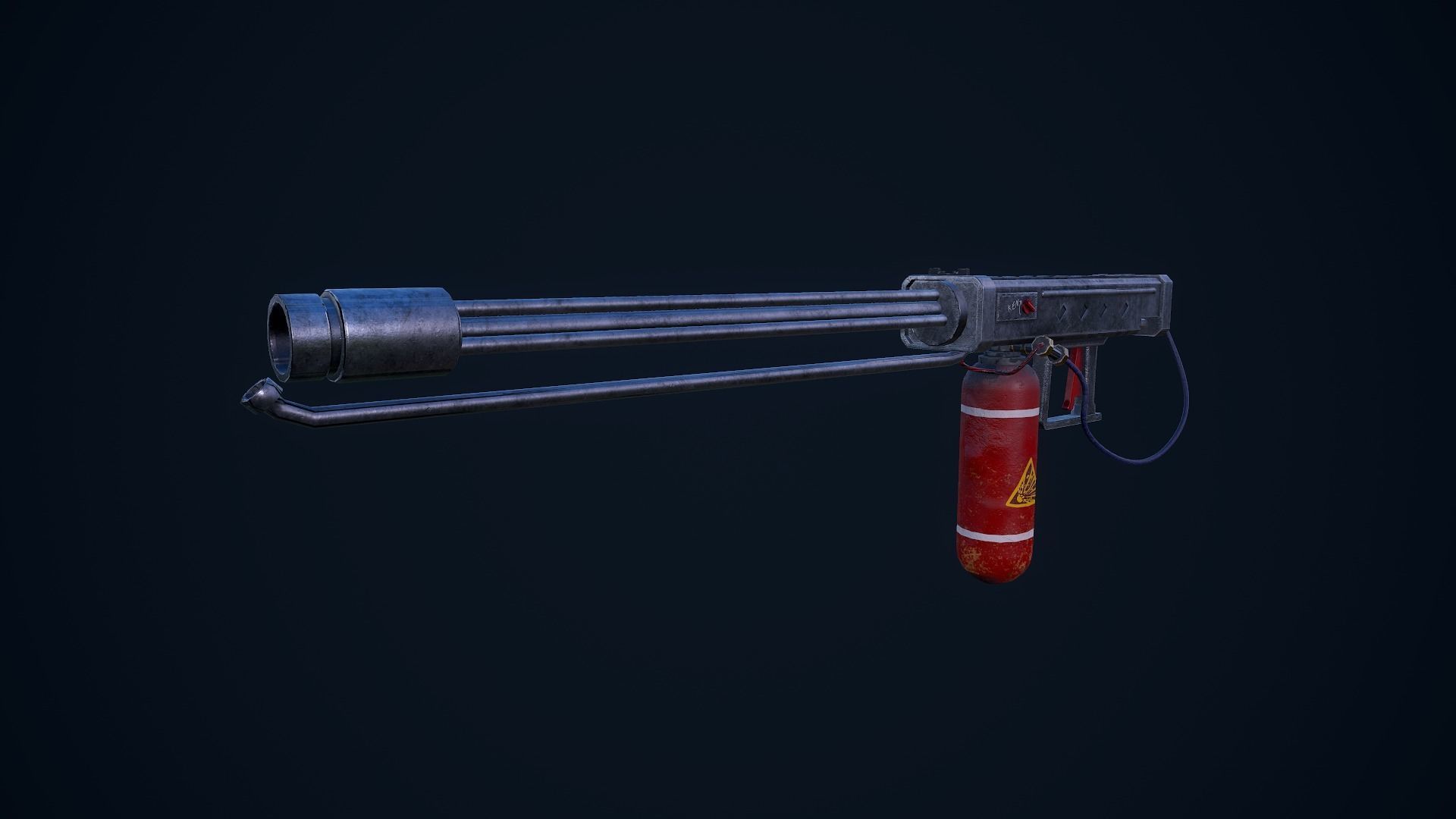 Flamethrower grenade launcher Low-poly 3D model_4