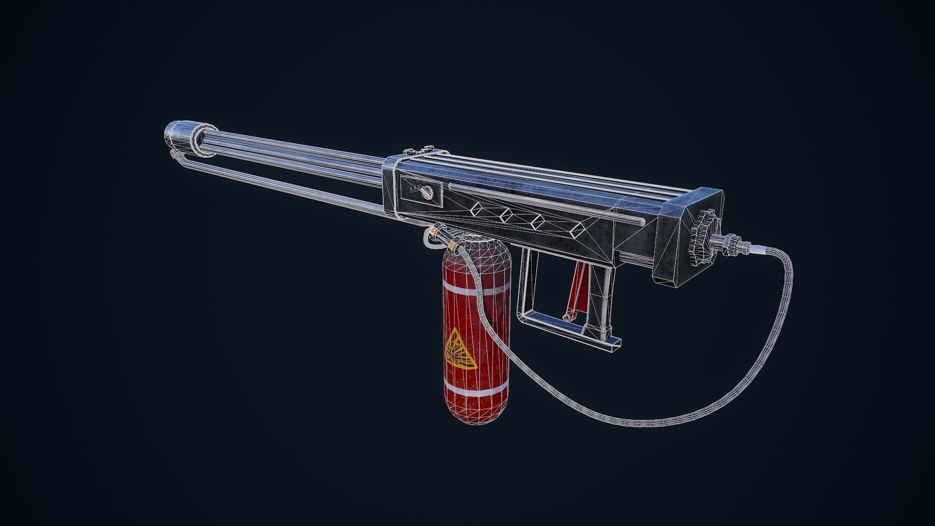 Flamethrower grenade launcher Low-poly 3D model_16