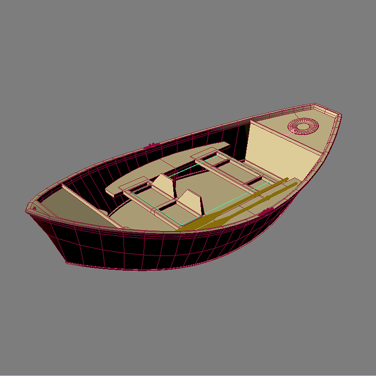 Wooden Boat MAX 2011 3D model_6
