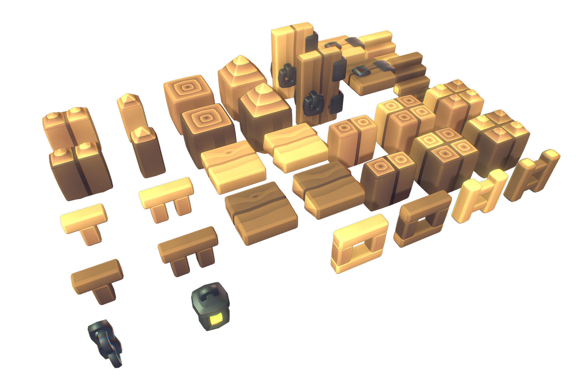 Cube World Wood Block - Proto Series Low-poly 3D model_4