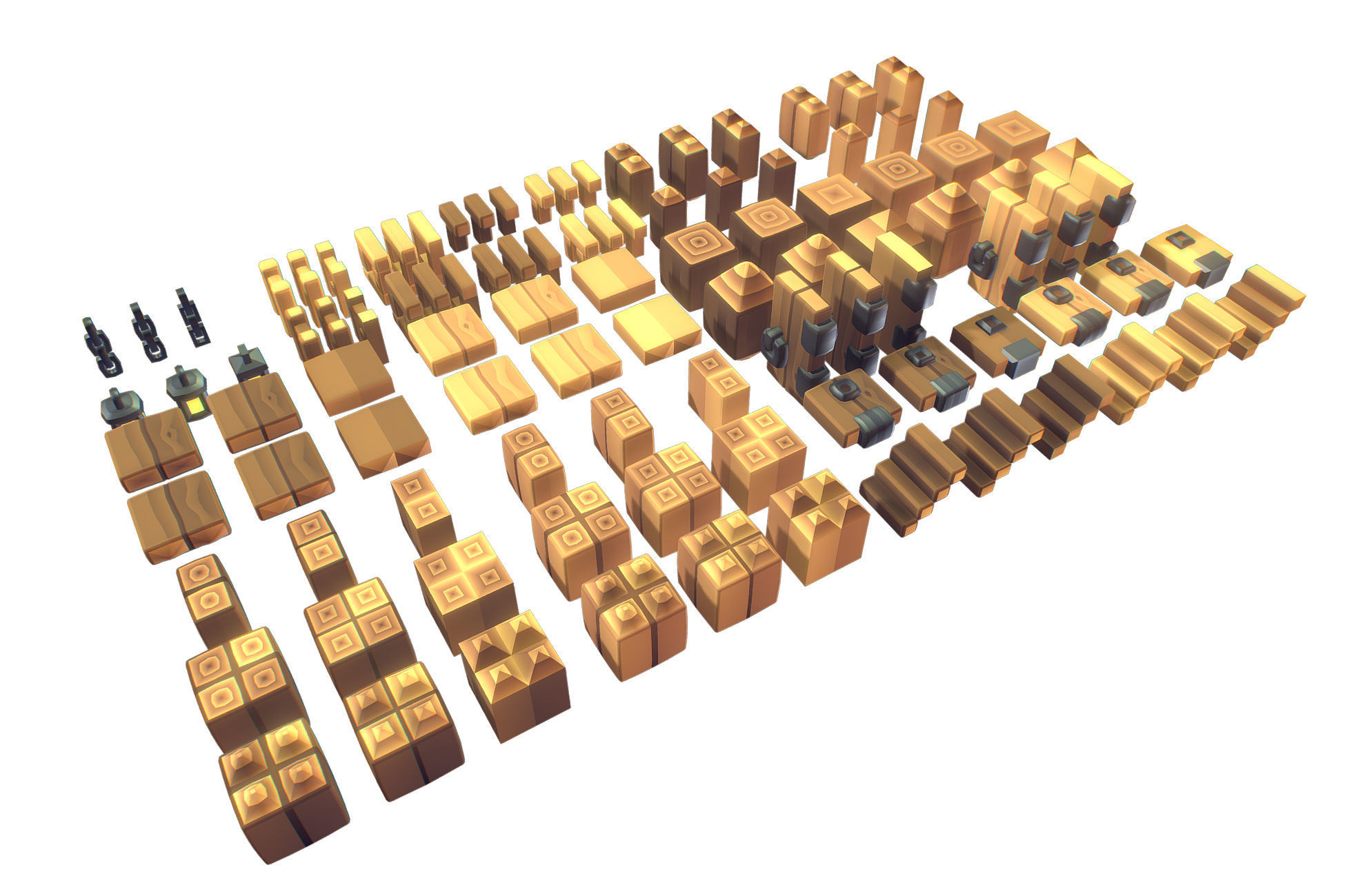 Cube World Wood Block - Proto Series Low-poly 3D model_6