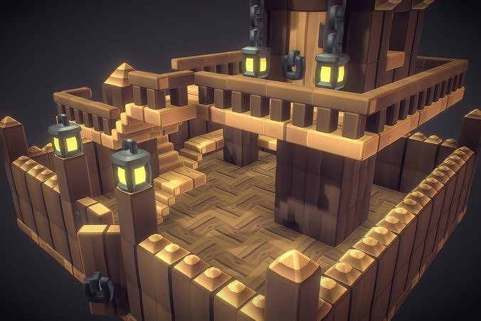 Cube World Wood Block - Proto Series Low-poly 3D model