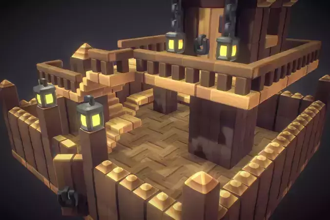 Cube World Wood Block - Proto Series Low-poly 3D model