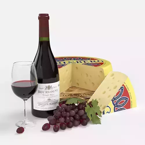 Red Wine and Cheese 3D model