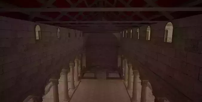 monastery inside of church with columns and arches