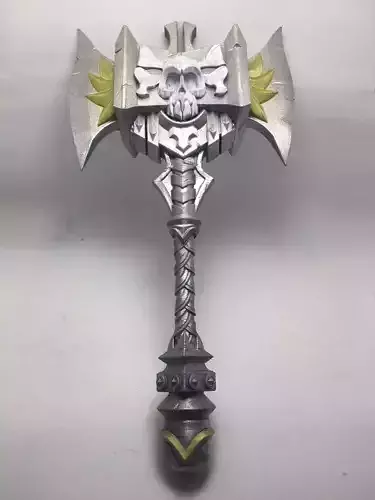3d Printable Battle Axe with Skull in the middle 3D print model