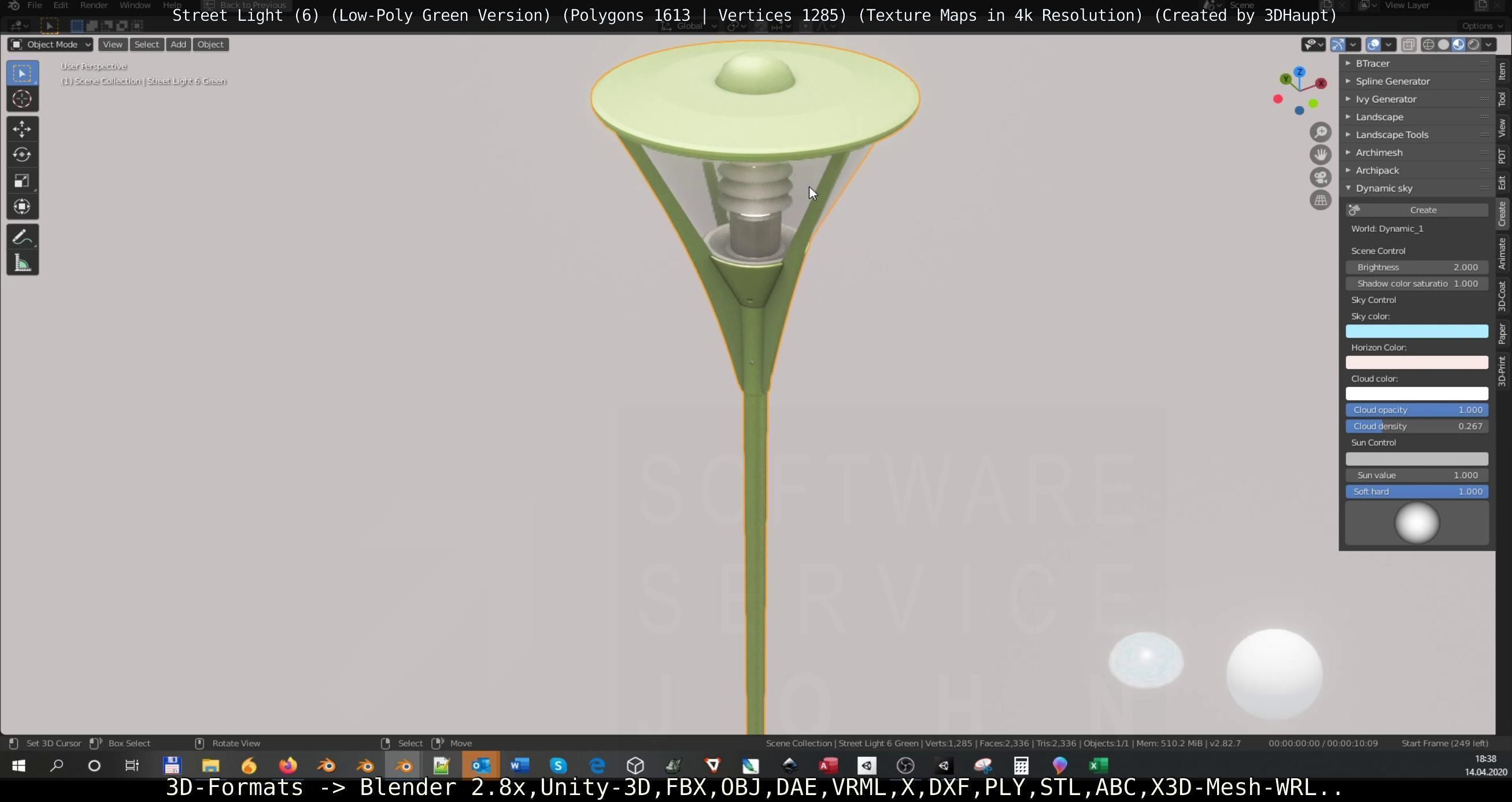 Street Light 6 Green Version Low-poly 3D model_68