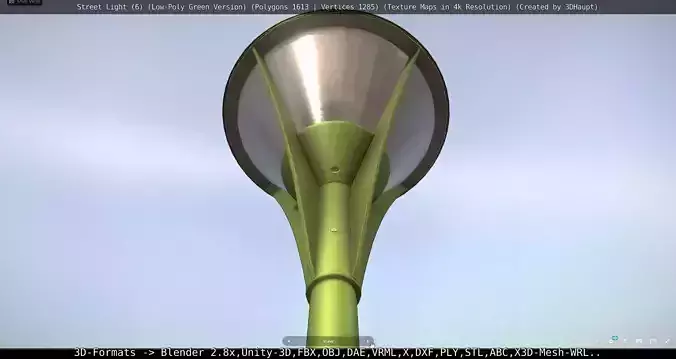 Street Light 6 Green Version Low-poly 3D model