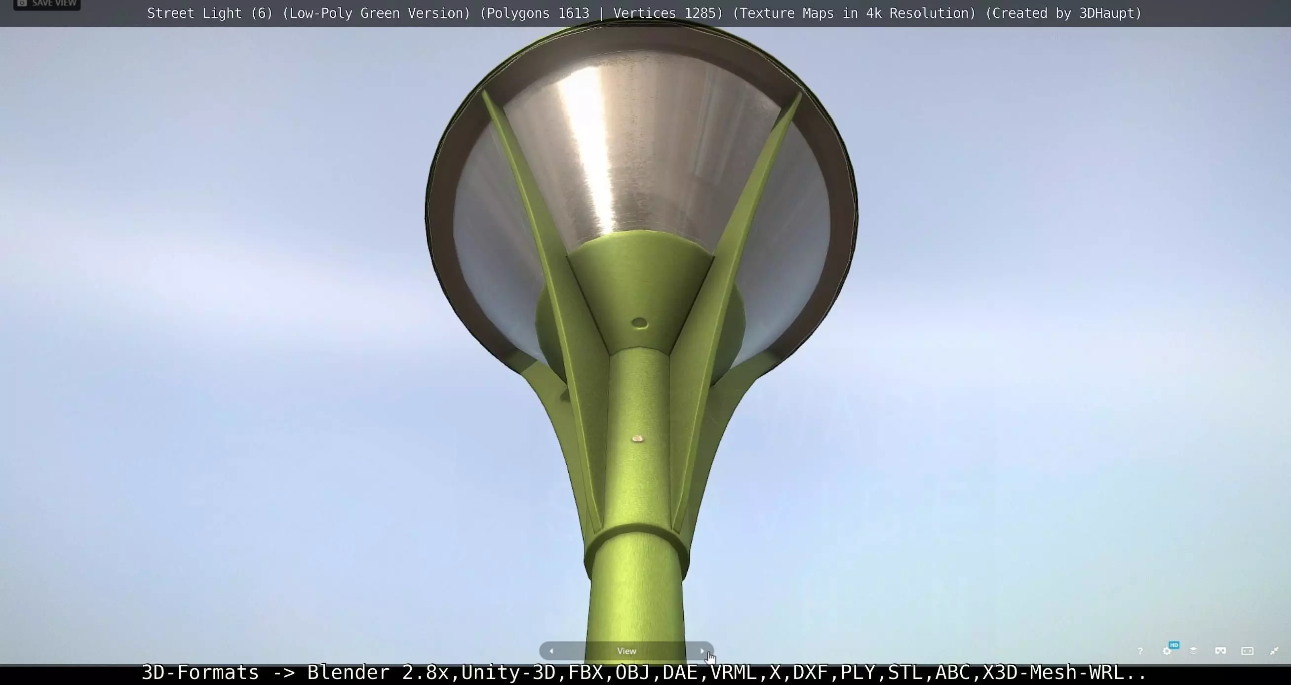 Street Light 6 Green Version Low-poly 3D model_0