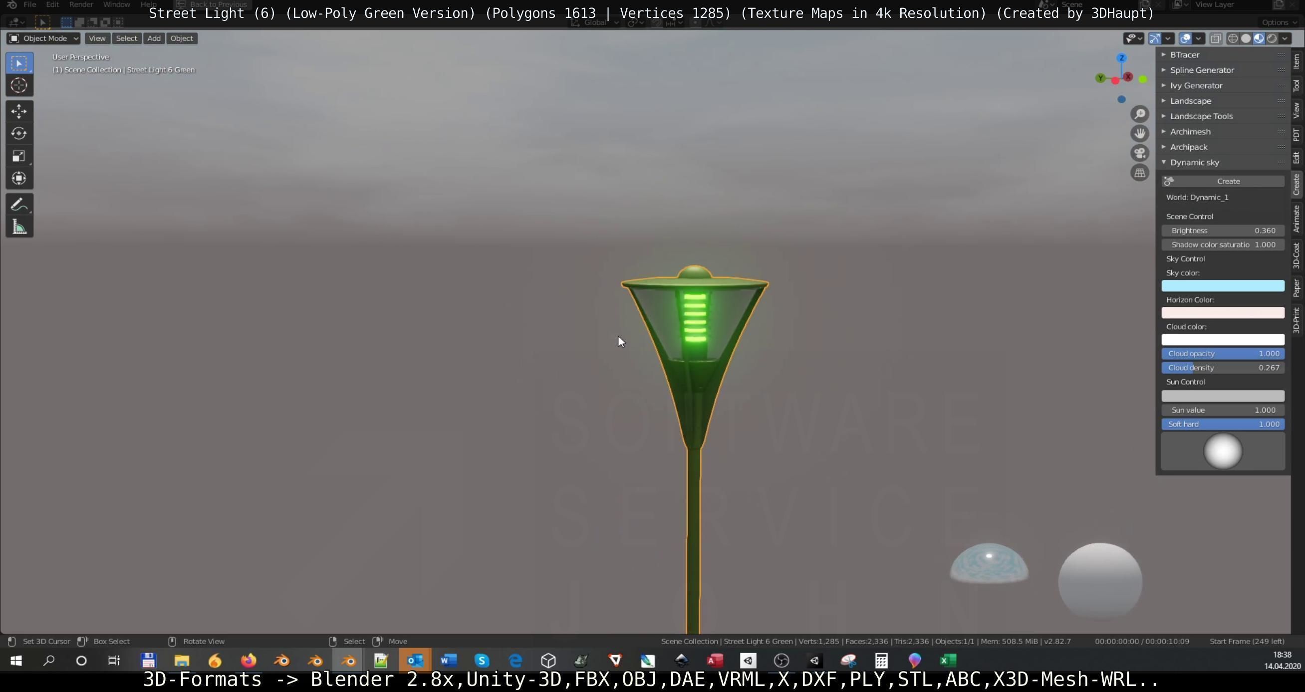 Street Light 6 Green Version Low-poly 3D model_25