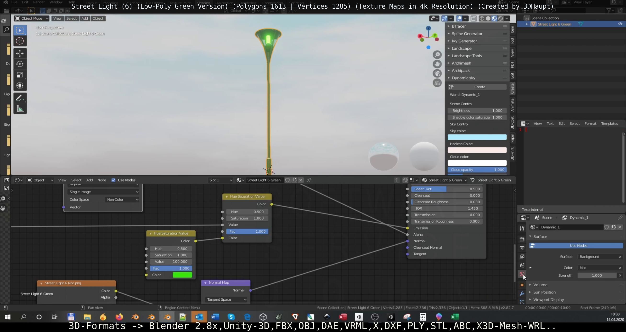 Street Light 6 Green Version Low-poly 3D model_34