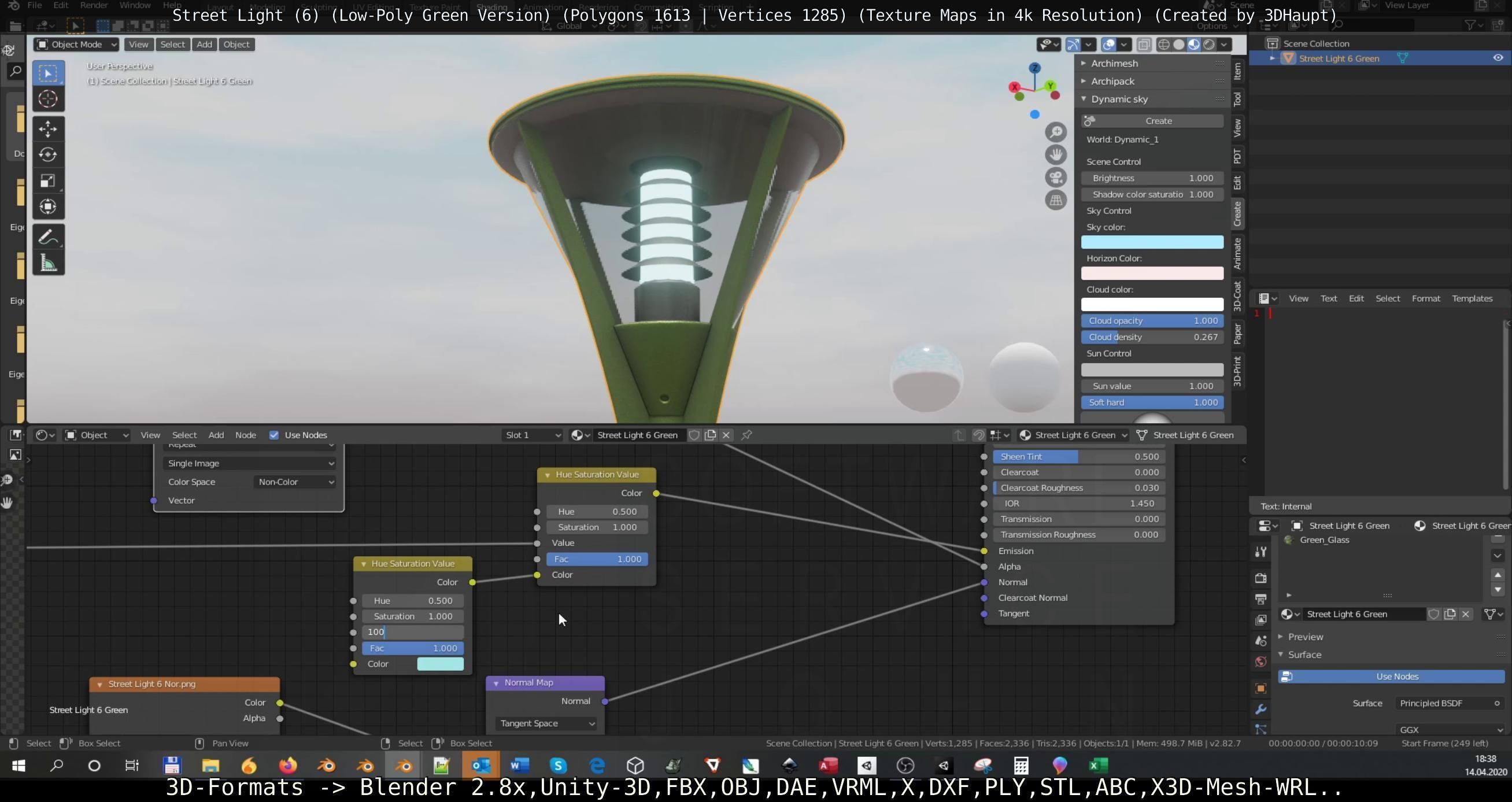 Street Light 6 Green Version Low-poly 3D model_132