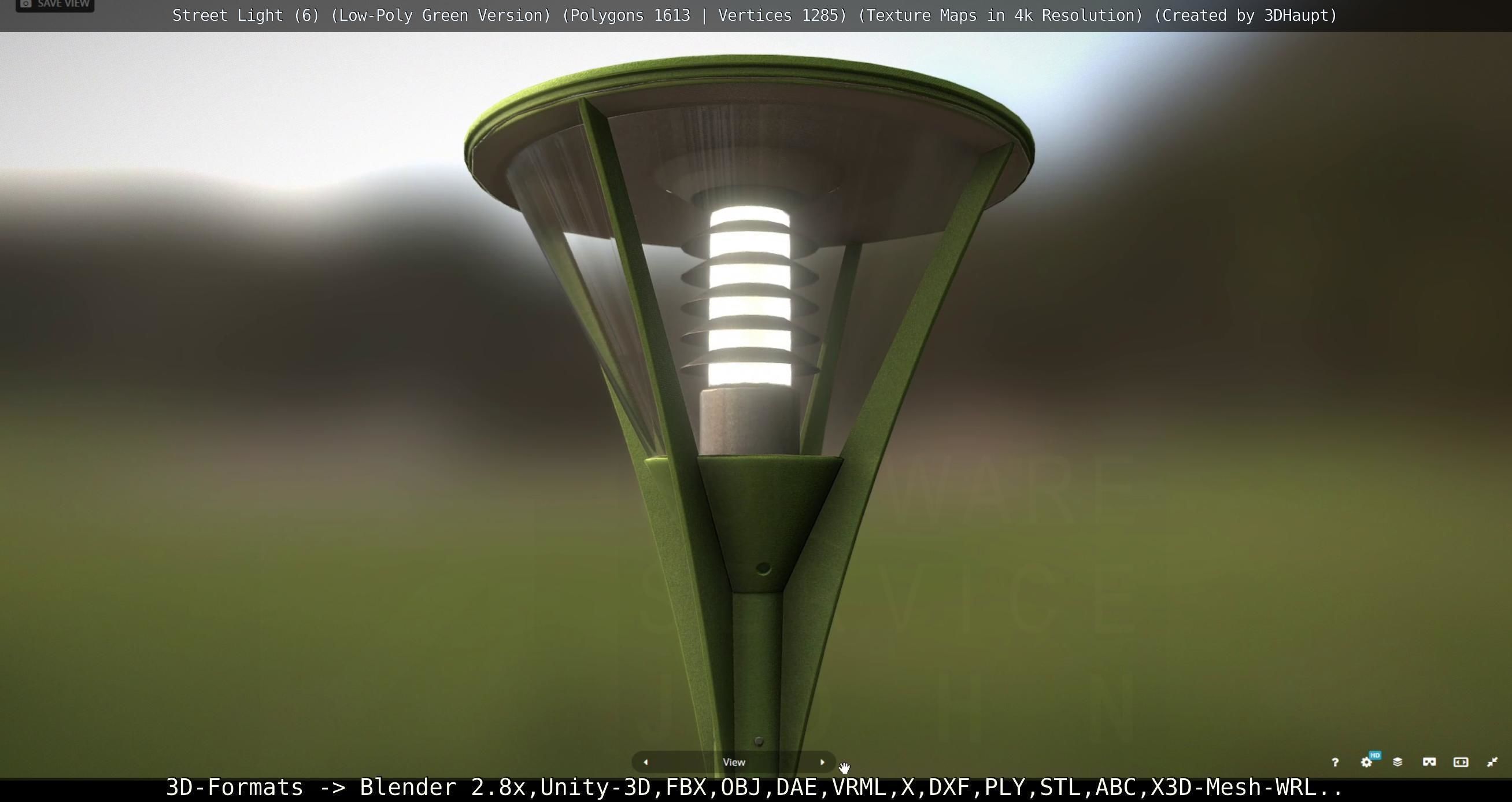 Street Light 6 Green Version Low-poly 3D model_111