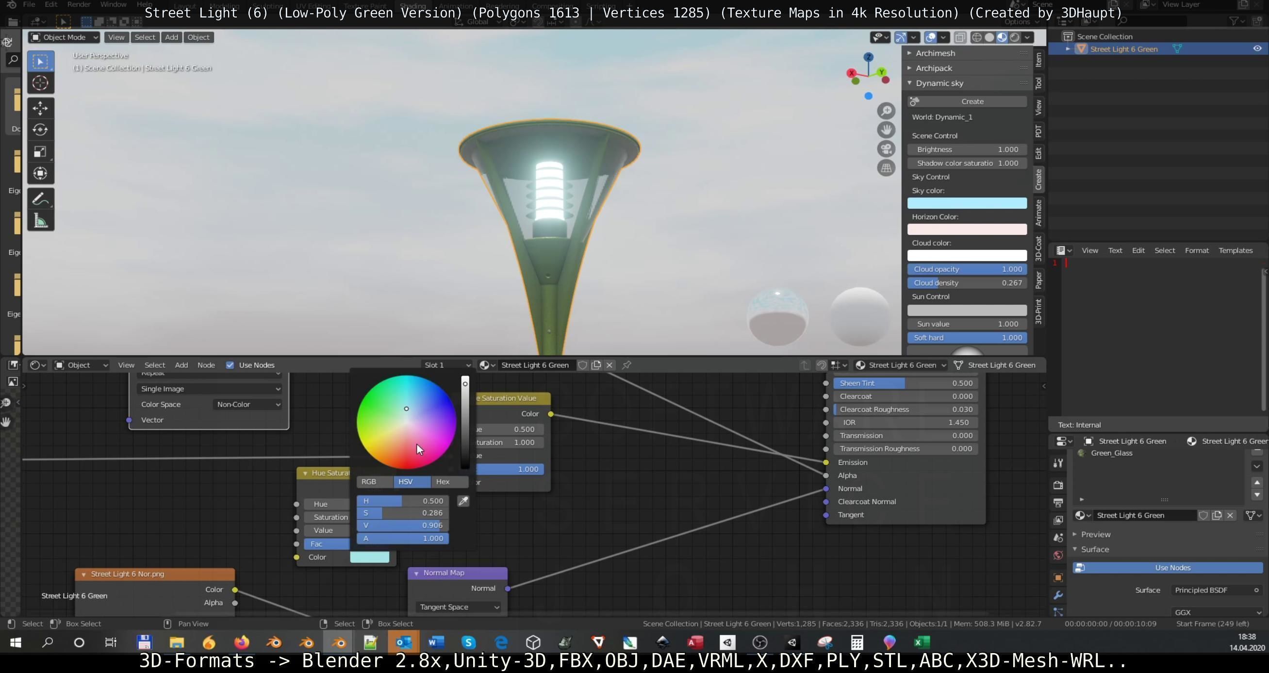 Street Light 6 Green Version Low-poly 3D model_137
