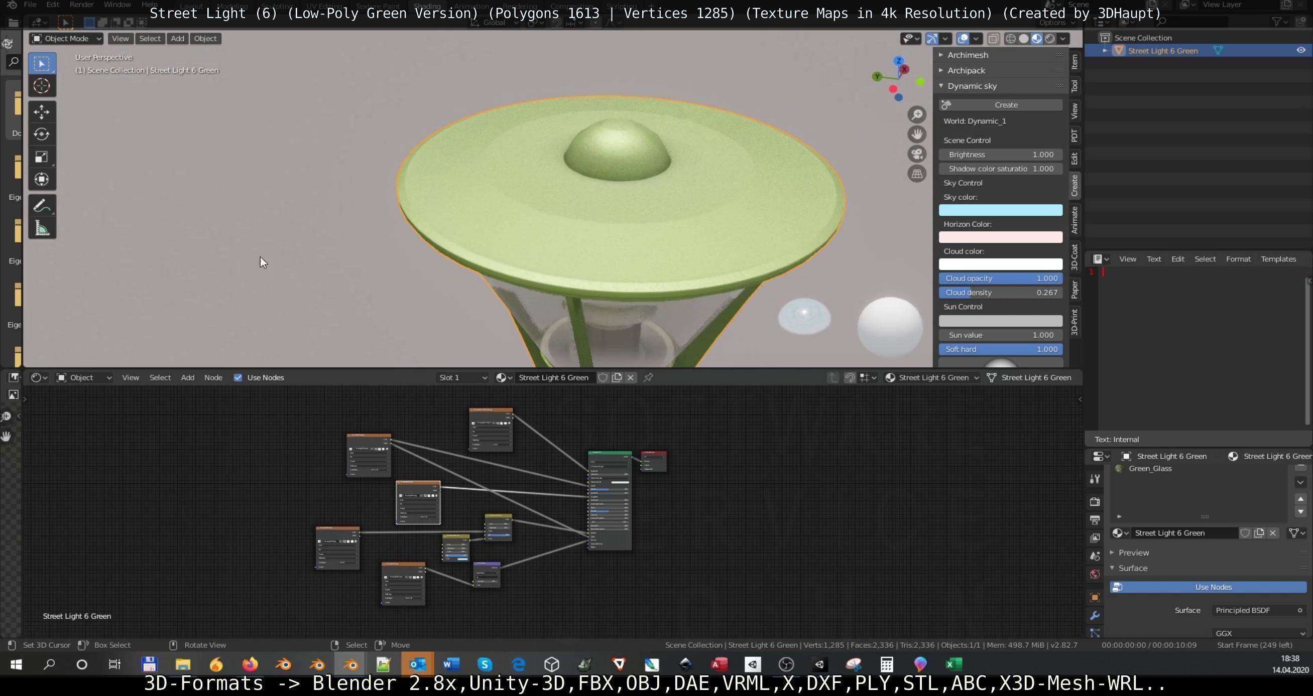 Street Light 6 Green Version Low-poly 3D model_20